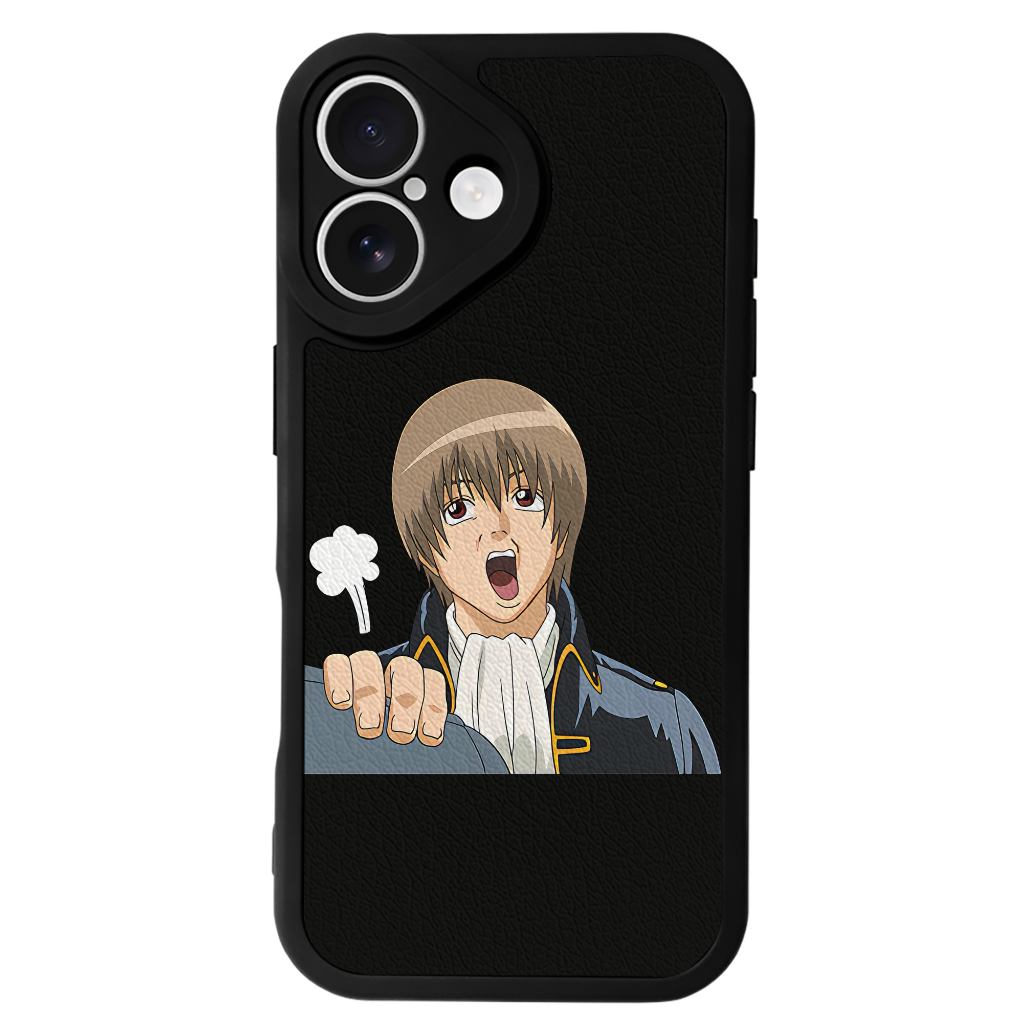 （画像用） ぎんたま 坂田銀時（さかたぎんとき） 神楽 志村新八（しむら しんぱち） GINTAMA Sakata Gintoki Kagura Shimura Shinpachi 【iPhone 16シリーズ対応】シリコンスマホケース（レザー調） 材質：シリコン